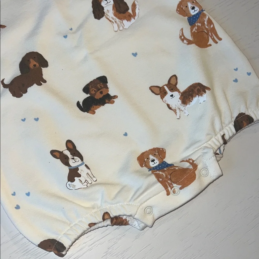 Angel Dear Cream Sweatshirt Bubble Romper Dogs Puppies 0-3 3-6 months